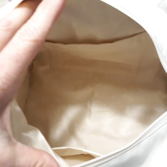 New Vinyl World Globe Compass Mini Duffle Tote Travel Bag Ivory gray Modern purs - Picture 9 of 9